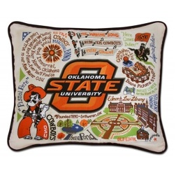 <b>OSU Hand-Embroidered Pillow</b> from Scott's House of Flowers in Lawton, OK