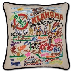 <b>Oklahoma Hand-Embroidered Pillow</b> from Scott's House of Flowers in Lawton, OK