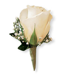 <b>White Rose Boutonniere</b> from Scott's House of Flowers in Lawton, OK