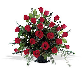 <b>Blooming Red Rose Basket</b> from Scott's House of Flowers in Lawton, OK