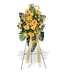 <b>Golden Sympathies Easel Spray</b> from Scott's House of Flowers in Lawton, OK