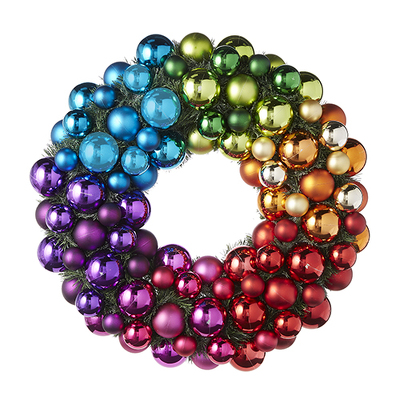 Multi Color Ball Ornament Wreath from Scott's House of Flowers in Lawton, OK