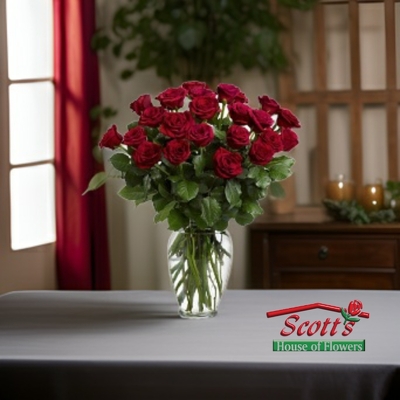 <b>Two Dozen Red Premium Long Stem Roses</b> from Scott's House of Flowers in Lawton, OK