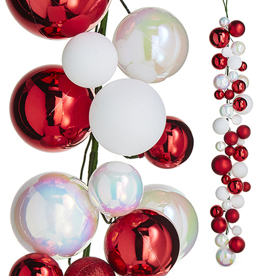 Red and White Iridescent Ball Garland 4FT from Scott's House of Flowers in Lawton, OK