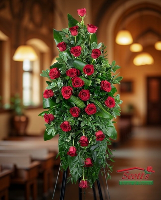 Abiding Love Standing Spray from Scott's House of Flowers in Lawton, OK