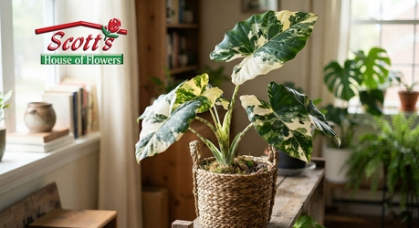 Alocasia Varigated Albo from Scott's House of Flowers in Lawton, OK