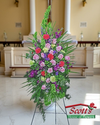Always Remembered Standing Spray from Scott's House of Flowers in Lawton, OK