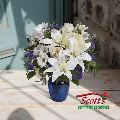 Beautiful in Blue from Scott's House of Flowers in Lawton, OK