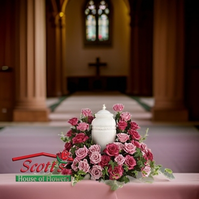 Bed of Pink Roses from Scott's House of Flowers in Lawton, OK