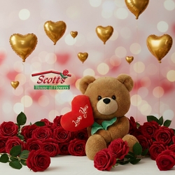 Valentine's Blossoming Love Bear from Scott's House of Flowers in Lawton, OK
