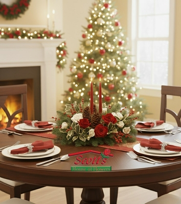 Christmas Wishes Centerpiece (C12) from Scott's House of Flowers in Lawton, OK Christmas Wishes Centerpiece (C12) from Scott's House of Flowers in Lawton, OK
