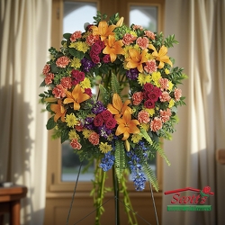 Colorful Serenity Wreath from Scott's House of Flowers in Lawton, OK