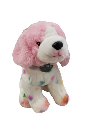 Plush Pink Dog with Multi Color Spots from Scott's House of Flowers in Lawton, OK