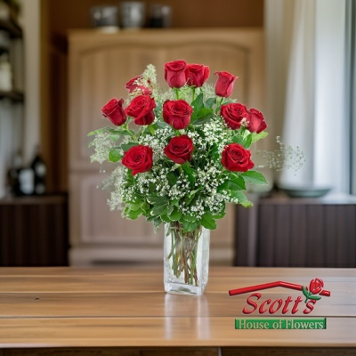 <b>One Dozen Red Premium Long Stem Roses</b> from Scott's House of Flowers in Lawton, OK