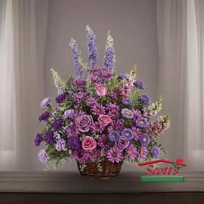 Gracious Lavender Basket from Scott's House of Flowers in Lawton, OK