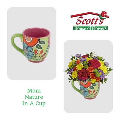 Green Floral Coffee Mug from Scott's House of Flowers in Lawton, OK