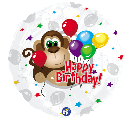 Happy Birthday Monkey Mylar Balloon from Scott's House of Flowers in Lawton, OK