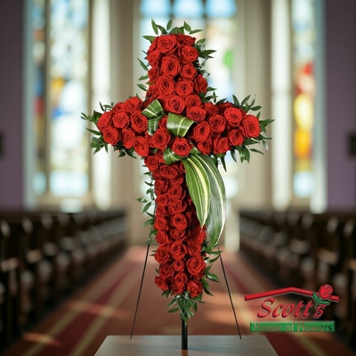 Heavenly Rose Cross from Scott's House of Flowers in Lawton, OK