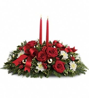 Holiday Shimmer Centerpiece from Scott's House of Flowers in Lawton, OK