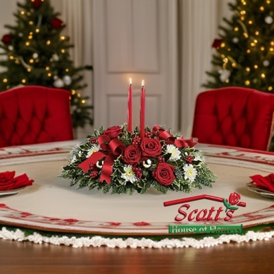 Holiday Shimmer Centerpiece from Scott's House of Flowers in Lawton, OK