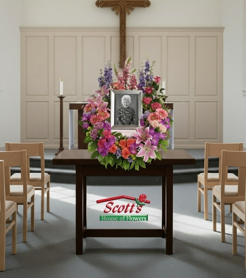In Memoriam Wreath from Scott's House of Flowers in Lawton, OK In Memoriam Wreath from Scott's House of Flowers in Lawton, OK