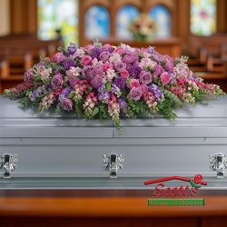 Lavender Tribute Casket Spray from Scott's House of Flowers in Lawton, OK