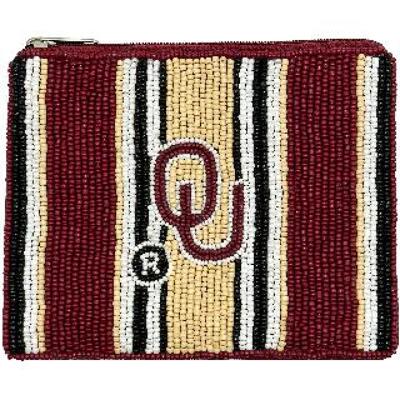 OU Striped Coin Pouch from Scott's House of Flowers in Lawton, OK
