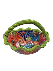 Talavera Pottery Basket with Handle from Scott's House of Flowers in Lawton, OK