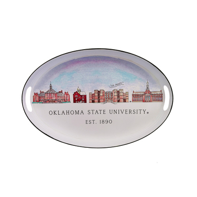 OSU Skyline Oval Tray from Scott's House of Flowers in Lawton, OK