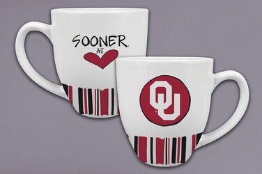 OU HEART STRIPPED COFFEE MUG from Scott's House of Flowers in Lawton, OK