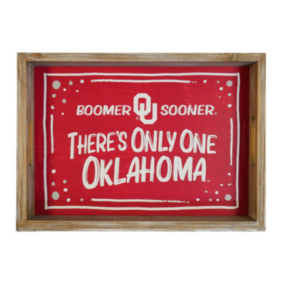 OU Spirit Wood Rectangle Tray from Scott's House of Flowers in Lawton, OK