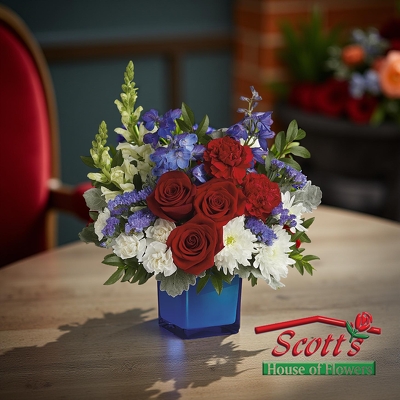 Red White & Blooms Bouquet from Scott's House of Flowers in Lawton, OK