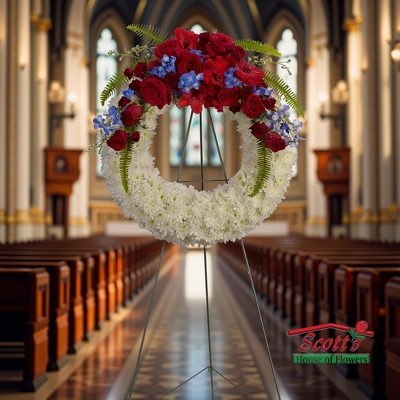 <b>Reflections of Glory Wreath</b> from Scott's House of Flowers in Lawton, OK