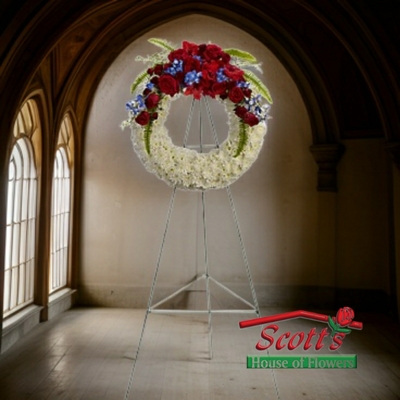 <b>Reflections of Glory Wreath</b> from Scott's House of Flowers in Lawton, OK