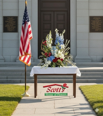 Reflections Of Honor Cremation Tribute from Scott's House of Flowers in Lawton, OK Reflections Of Honor Cremation Tribute from Scott's House of Flowers in Lawton, OK
