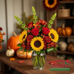 Rustic Sunflowers and Roses  (F4) from Scott's House of Flowers in Lawton, OK
