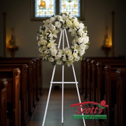 <b>Serenity Wreath</b> from Scott's House of Flowers in Lawton, OK