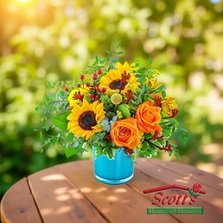 Sunflowers in Topaz from Scott's House of Flowers in Lawton, OK