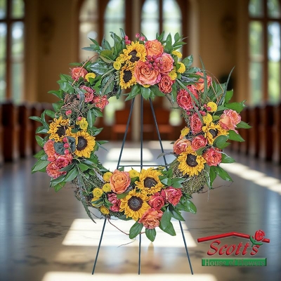 Sunset Reflections Wreath from Scott's House of Flowers in Lawton, OK