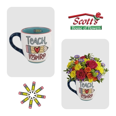 Teacher Fuel and Inspire Coffee Mug from Scott's House of Flowers in Lawton, OK