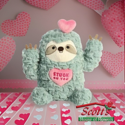 Valentine's Stuck On You Sloth Plush from Scott's House of Flowers in Lawton, OK