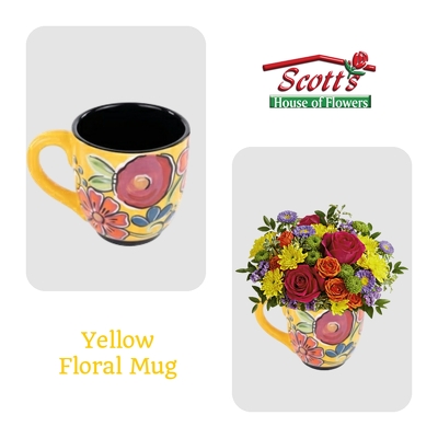 Yellow Floral Coffee Mug from Scott's House of Flowers in Lawton, OK