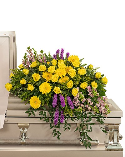 Sunshine from Heaven Casket Spray from Scott's House of Flowers in Lawton, OK