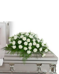 Peaceful in White Casket Spray from Scott's House of Flowers in Lawton, OK