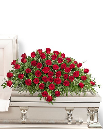 50 Red Roses Casket Spray from Scott's House of Flowers in Lawton, OK