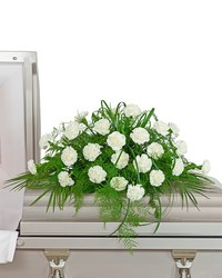 White Divinity Casket Spray from Scott's House of Flowers in Lawton, OK