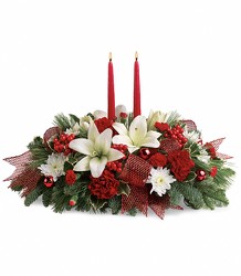 <b>Holiday Joy Centerpiece</b> from Scott's House of Flowers in Lawton, OK